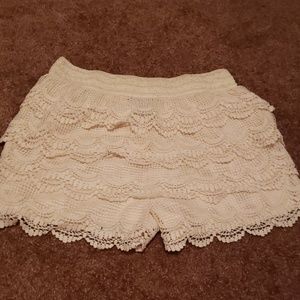 Cream Lace Shorts